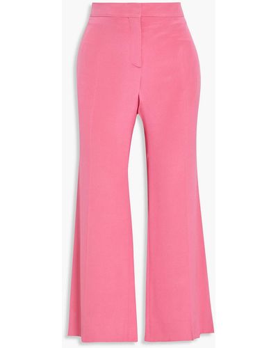 Valentino Garavani Cropped Silk-satin Crepe Flared Pants - Pink