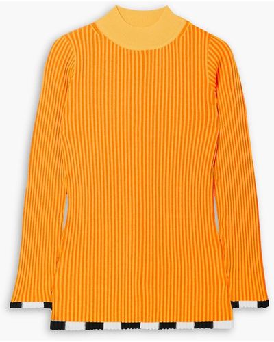 Christopher John Rogers Ribbed Wool-blend Sweater - Orange