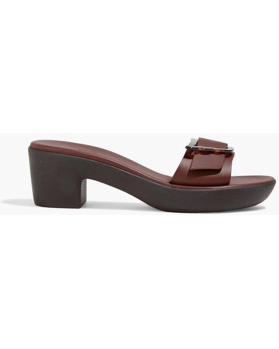 Ancient Greek Sandals Aglaia Buckle-detailed Leather Mules - Brown