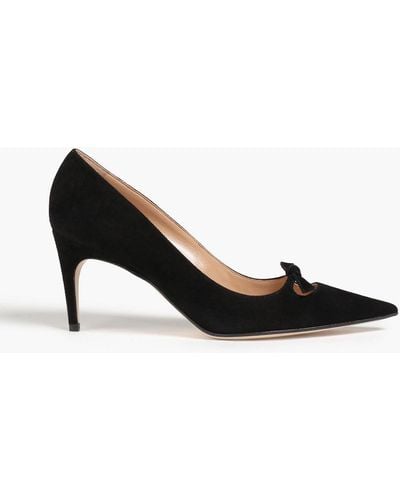 Sergio Rossi Bow-embellished Cutout Suede Court Shoes - Black