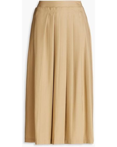 LVIR Pleated Wool-twill Midi Skirt - Natural