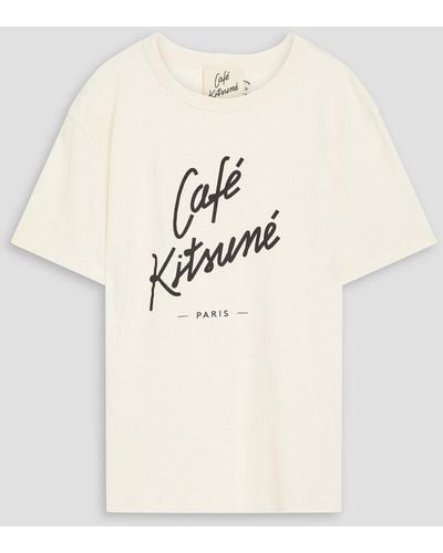 Café Kitsuné Logo-print Cotton-jersey T-shirt - Natural