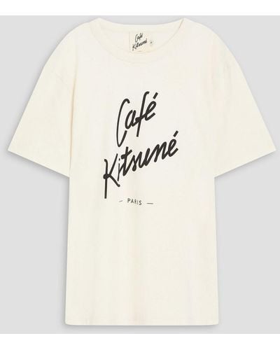 Café Kitsuné Logo-print Cotton-jersey T-shirt - Natural