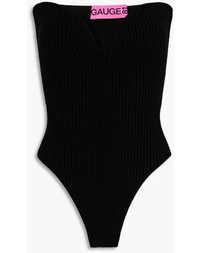 GAUGE81 Morales Strapless Ribbed-knit Bodysuit - Black