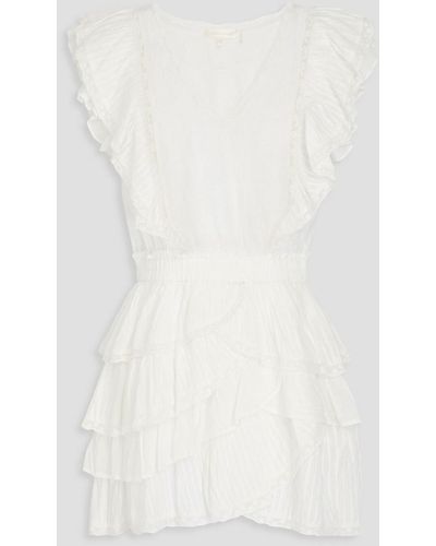 LoveShackFancy Corelli Embroidered Tiered Cotton Mini Dress - White