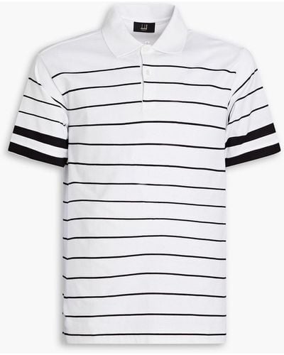 Dunhill Striped Cotton-jersey Polo Shirt - White