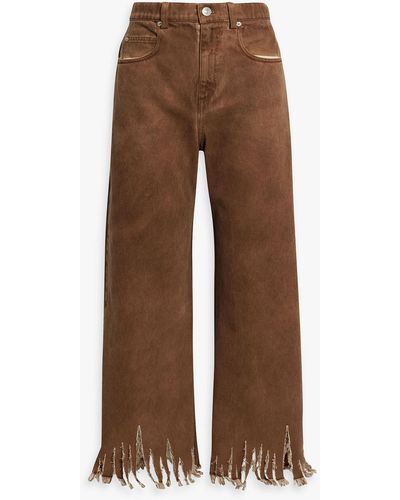 Marni Distressed High-rise Wide-leg Jeans - Brown