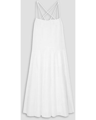 Khaite Pleated Cotton-poplin Midi Dress - White