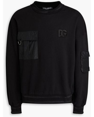 Dolce & Gabbana Embroidered French Cotton-blend Terry Sweatshirt - Black
