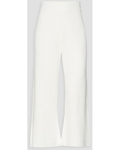 Rag & Bone Sunny Cropped Bouclé-knit Organic Cotton-blend Wide-leg Pants - White