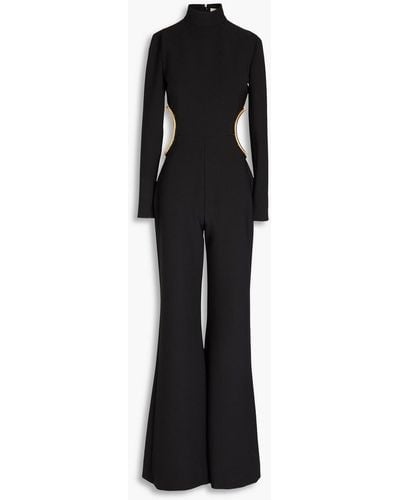 Elie Saab Cutout Embellished Stretch-crepe Wide-leg Jumpsuit - Black