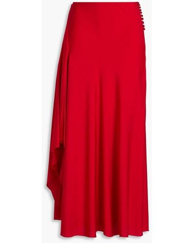 Nicholas Kimberly Asymmetric Stretch-silk Satin Midi Skirt - Red