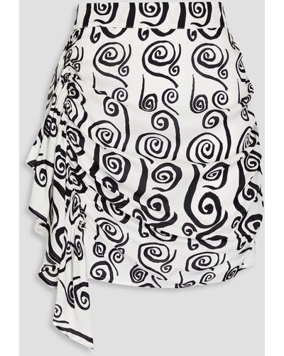 RHODE Hannah Draped Printed Crepe Mini Skirt - White