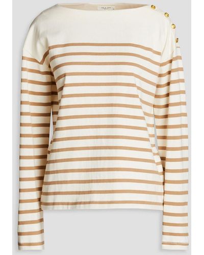 Rag & Bone Bardot Striped Cotton-jersey Top - Natural