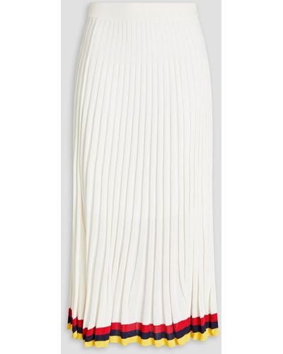Zimmermann Striped Ribbed-knit Midi Skirt - White