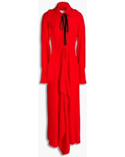 Victoria Beckham Drapiertes maxikleid aus crêpe de chine aus seide mit schleife - Rot
