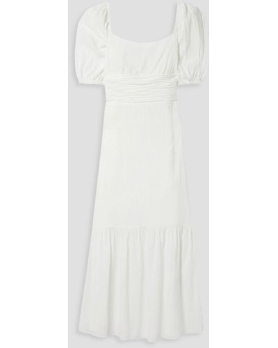 Peony Gathered Cotton-gauze Midi Dress - White