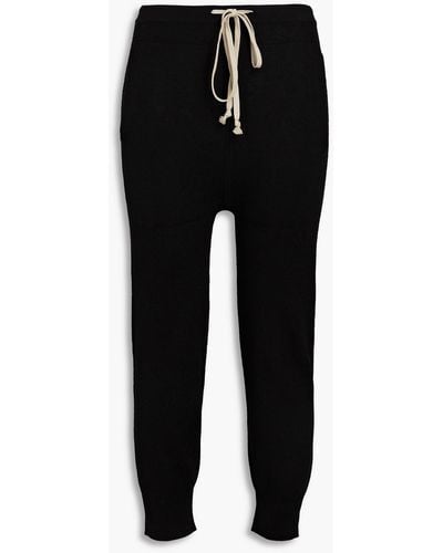 Rick Owens Cropped Cashmere Track Trousers - Black