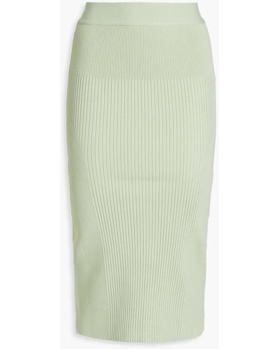 Hervé Léger Laurel Ribbed-knit Midi Skirt - Green