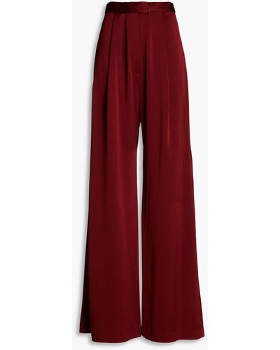 Alex Perry Hartley Pleated Satin-crepe Wide-leg Pants - Red
