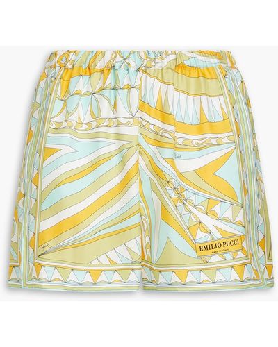 Emilio Pucci Printed Silk-twill Shorts - Yellow