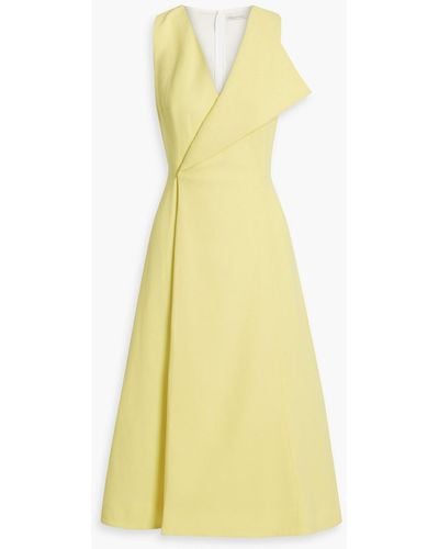 Emilia Wickstead Briar Wrap-effect Wool-crepe Midi Dress - Yellow