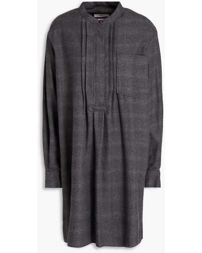 Isabel Marant Dancy Pintucked Cotton-flannel Min Shirt Dress - Grey