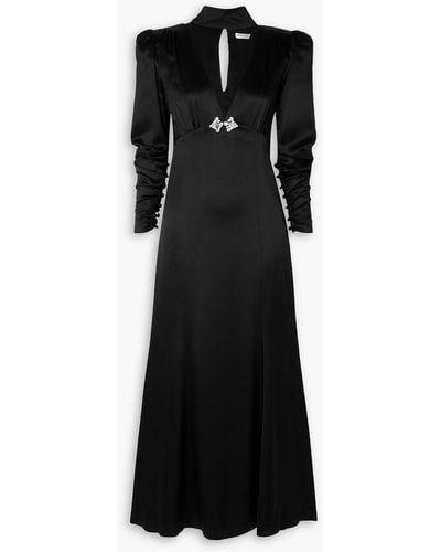 Alessandra Rich Crystal-embellished Cutout Silk-satin Maxi Dress - Black