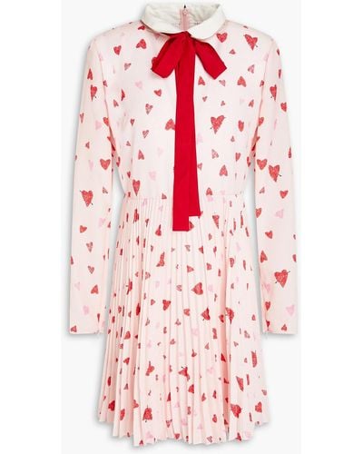 RED Valentino Pussy-bow Printed Crepe De Chine Mini Dress - Red