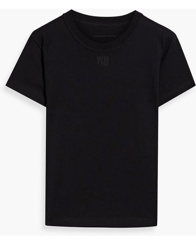 T By Alexander Wang Appliquéd Cotton-jersey T-shirt - Black