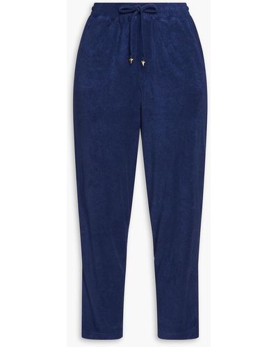 Onia Cropped Cotton-blend Chenille Track Pants - Blue