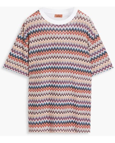 Missoni Crochet-knit Cotton-blend T-shirt - Pink