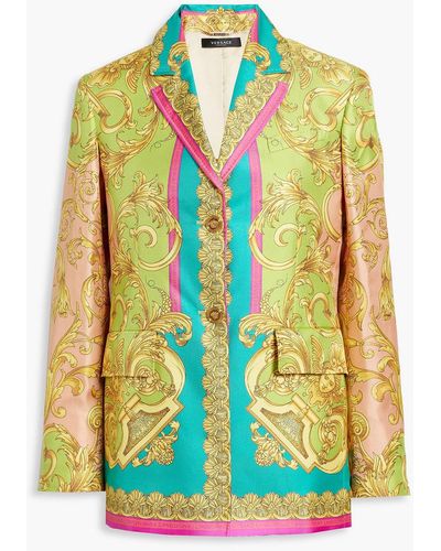 Versace Printed Silk-twill Blazer - Green