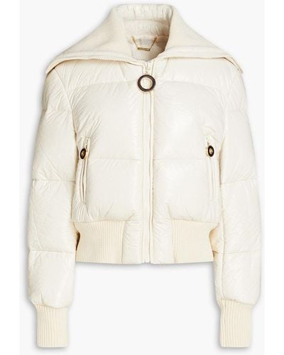 Zimmermann Quilted Faux Patent-leather Down Jacket - Natural