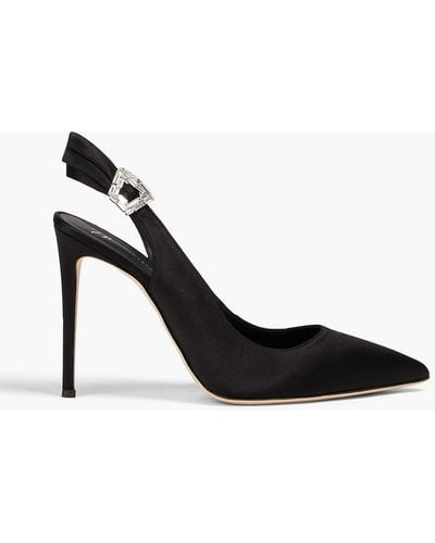 Giuseppe Zanotti Crystal-embellished Satin Slingback Court Shoes - Black