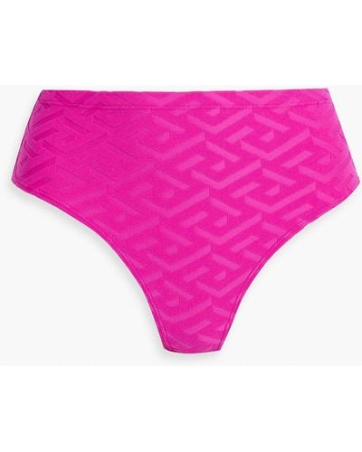 Versace Stretch-jacquard High-rise Bikini Briefs - Pink