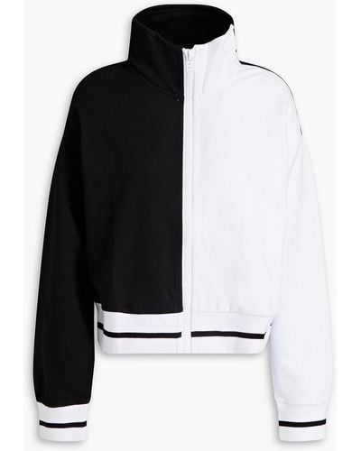 Solid & Striped Two-tone French Cotton-blend Terry Track Jacket - Black