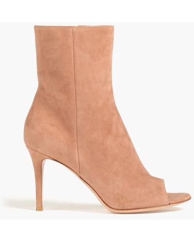 Gianvito Rossi Suede Ankle Boots - White