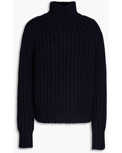 Vince Cable-knit Wool And Cashmere-blend Turtleneck Sweater - Blue