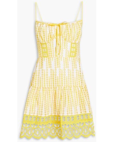 Charo Ruiz Cordoba Broderie Anglaise Coton-blend Mini Dress - Yellow