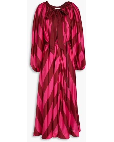 Zimmermann Striped Silk-satin Midi Dress - Red