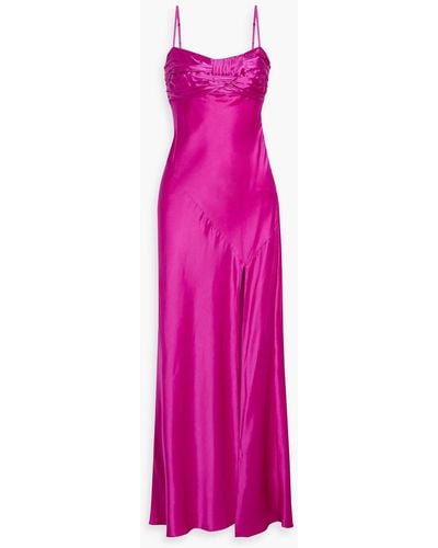 Nicholas Aurelia Gathered Silk-satin Maxi Dress - Pink