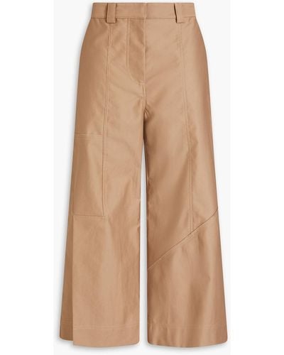 JW Anderson Cropped Cotton-sateen Wide-leg Trousers - Natural