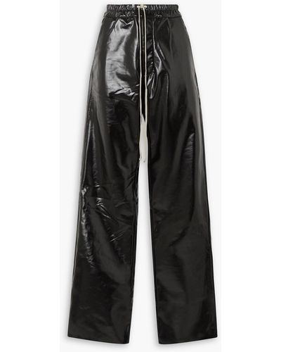 Rick Owens Coated Cotton-blend Straight-leg Pants - Black