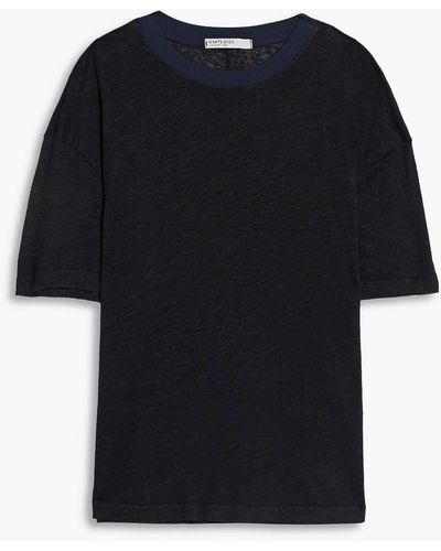 Stateside T-shirt aus leinen-jersey mit flammgarneffekt - Schwarz