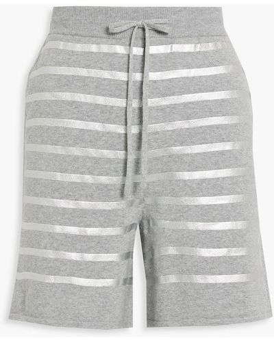 Majestic Filatures Metallic Striped Cotton-blend Shorts - Grey