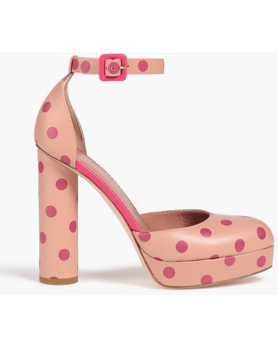 Red(V) Polka-dot Leather Court Shoes - Pink