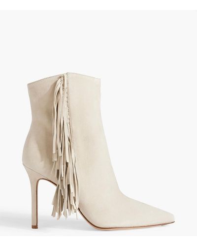 Veronica Beard Nyomi Fringed Suede Ankle Boots - White
