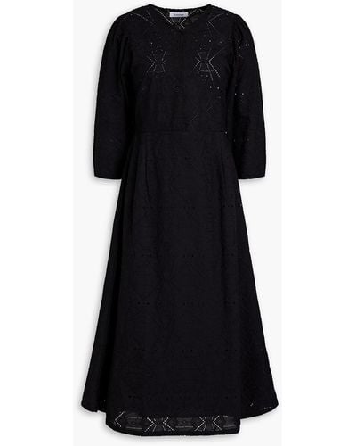 Rodebjer Monami Broderie Anglaise Cotton Midi Dress - Black