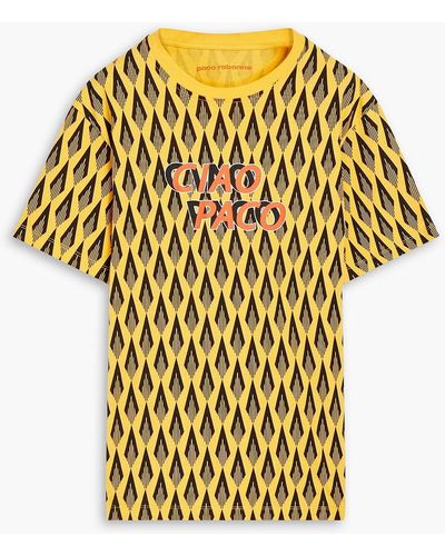 Rabanne Printed Cotton-jersey T-shirt - Yellow